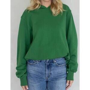 NEW THINGS BETWEEN bubble hem hoodie sweatshirt in green
